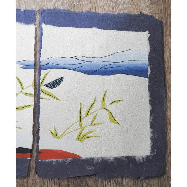 Late 20th Century Vintage Waterbirds Serigraph on Handmade Paper Quadriptych - Set of 4 For Sale - Image 5 of 5
