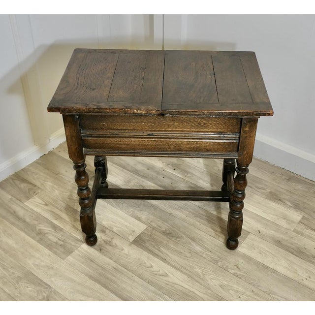 Brown Oak Joint Side Table For Sale - Image 8 of 9