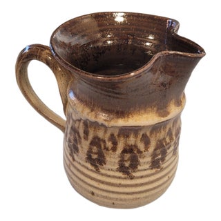 Decorative Brown Ceramic Pitcher; Made in Usa For Sale