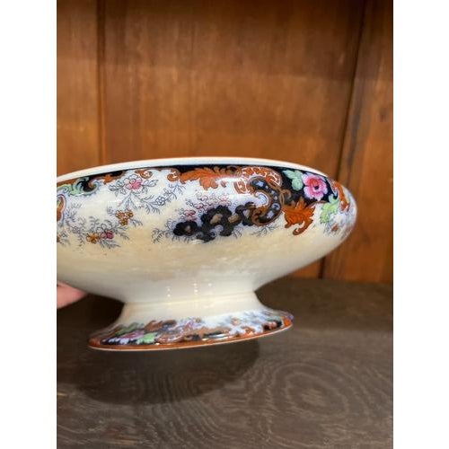 Metal Antique Ridgway Imari Corey Hill Footed Tureen Round Bowl Staffordshire England For Sale - Image 7 of 10