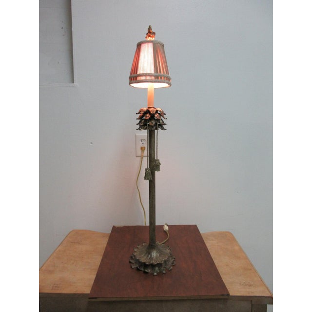 Metal 1990s Richards Faux Bronze Italian Regency Corinthian Column Table Lamp Shade A For Sale - Image 7 of 10