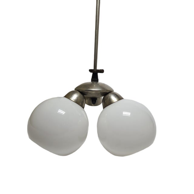 Art Deco Glass Chandelier, Poland, 1970s For Sale - Image 6 of 11