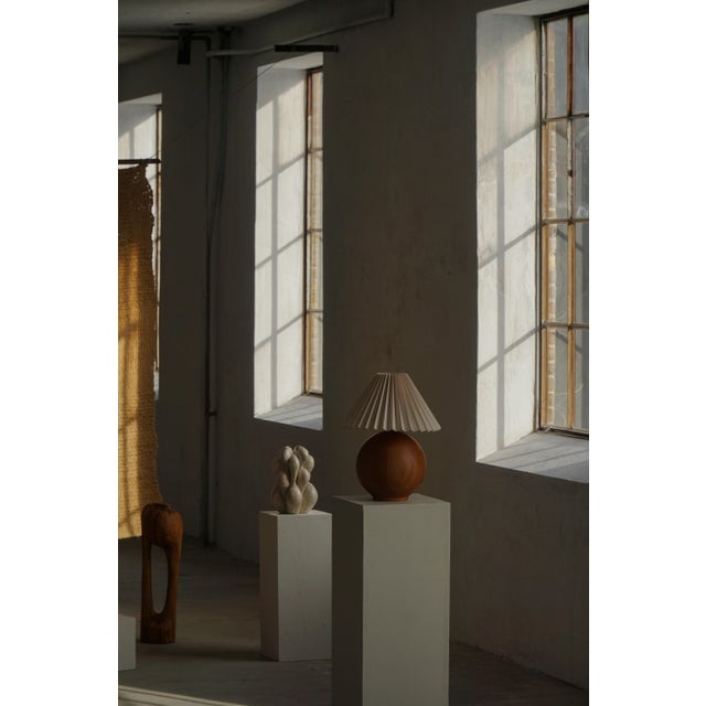 Vintage Danish Round Wooden Table Lamp, 1970s For Sale - Image 3 of 17