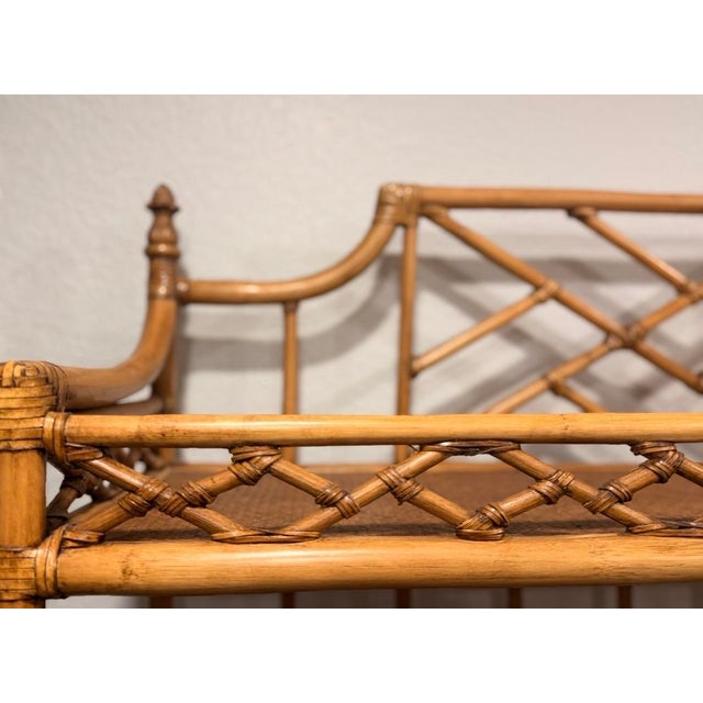 Wood 1980s Brighton Pavilion Chinese Chippendale Style Bamboo Caned Étagère/Display For Sale - Image 7 of 9