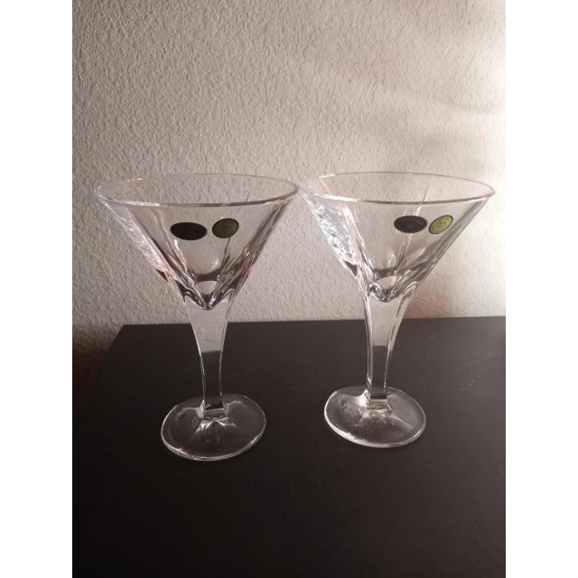 Art Deco Vintage Bohemia Czech Republic Crystal Decanter With 2 Wine Glasses- 3 Pieces For Sale - Image 3 of 9