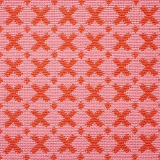 Schumacher Elias Fabric in Pink & Red For Sale