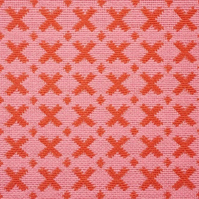 Schumacher Elias Fabric in Pink & Red For Sale