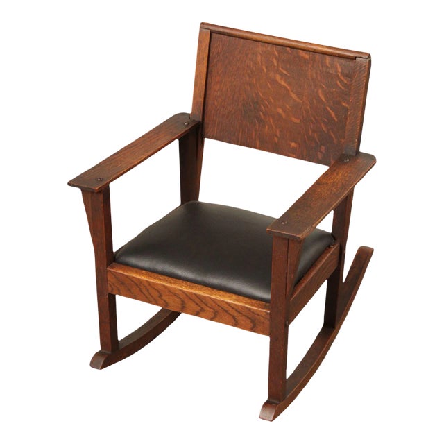 Antique Mission Oak Children's Rocking Chair For Sale