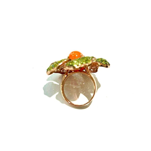 Early 21st Century Bochic "Orient" Orange Opal & Multi Peridot Cocktail Ring Set 18K Gold&Silver For Sale - Image 5 of 18