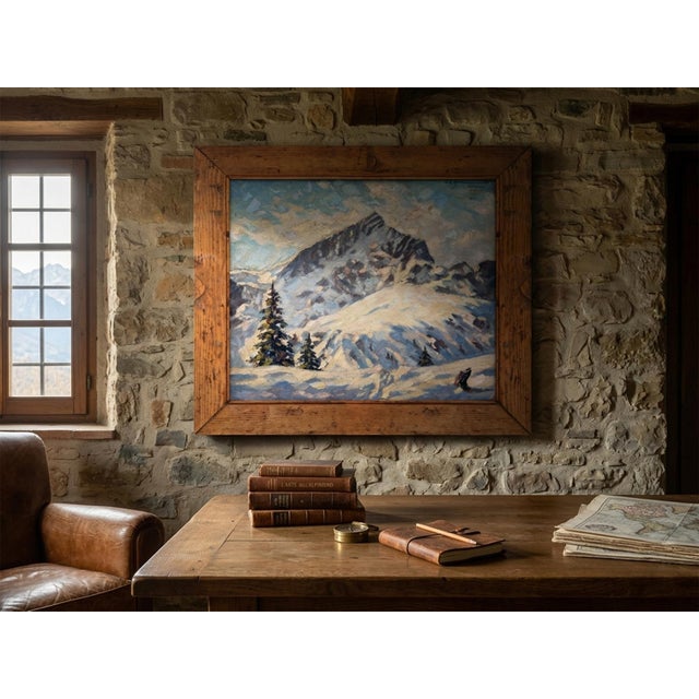 C. H. Zimmermann, Winter on the Alpspitze, 1890s-1910s, Oil on Board For Sale - Image 4 of 14