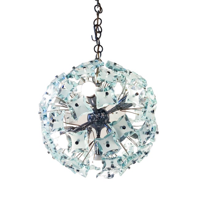 Sputnik Chandelier in Cut Glass from Fontana Arte, 1960 For Sale