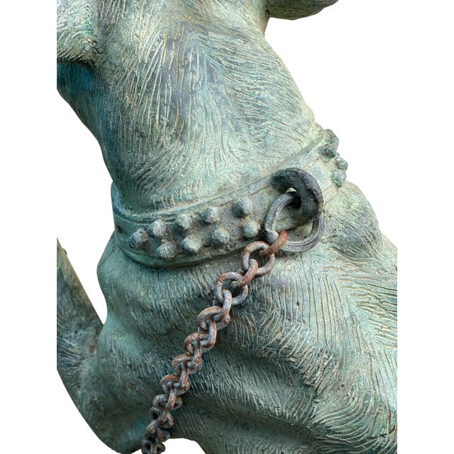 Metal French Vertigris Bronze Garden Sculpture of a Mastiff For Sale - Image 7 of 9