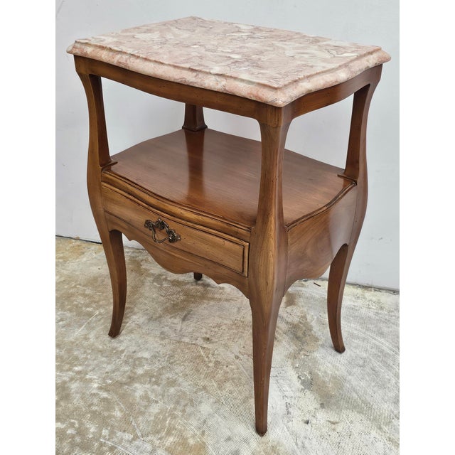 Mid 20th Century John Widdicomb Louis XV Style Fruitwood and Marble Side Table For Sale - Image 5 of 9