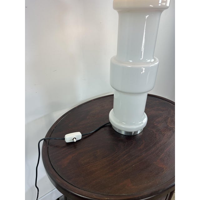 Black Vintage Lamp in White Opaline Murano Glass from Doria Leuchten, Italy, 1970 For Sale - Image 8 of 12