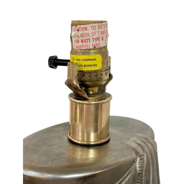 1980’s E. F. Chapman Dorothy Draper Trompe L’Oeil Style Silver Gray and Brass Lamp For Sale - Image 14 of 18