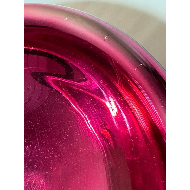 Mid 20th Century Large Mid Century Fuchsia Pink Mercury Glass Bowl Style of Luis Barragan For Sale - Image 5 of 12