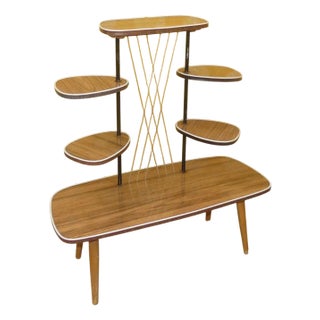 Flower Bench in Teak Look Resopal, 1960s For Sale