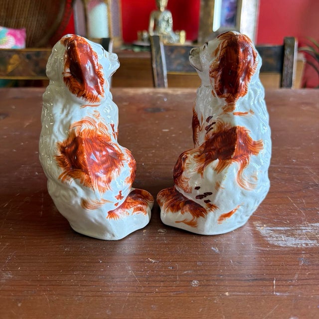 A Charming Pair of Antique Staffordshire Spaniel Dogs, Circa 1880 For Sale - Image 9 of 12