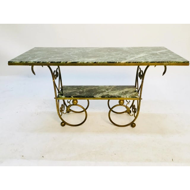 19th Century French Marble and Brass Two-Tier Table For Sale - Image 12 of 12