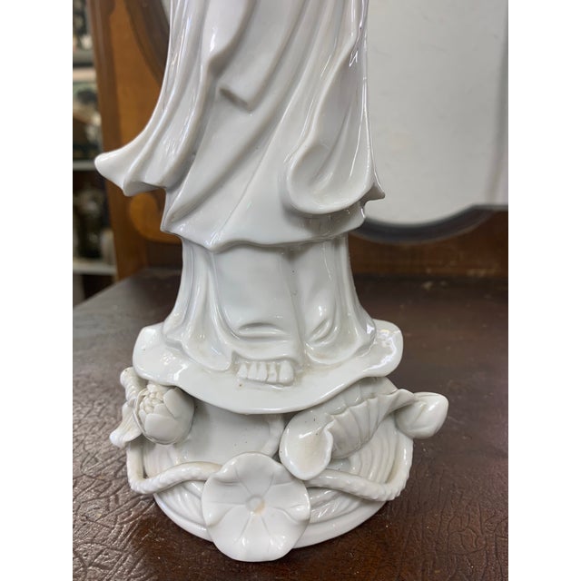 Ceramic Vintage Blanc De Chine Guanyin Porcelain Statue For Sale - Image 7 of 11
