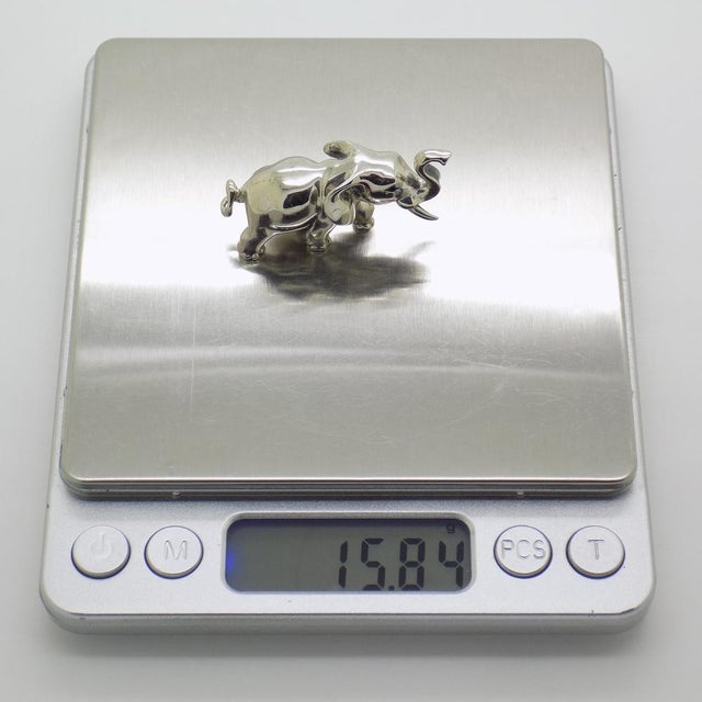 Vintage Italian Handmade Silver Elephant Figurine, 1980s For Sale - Image 9 of 12