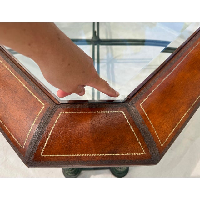 Vintage Embossed Leather and Iron Coffee Table Attributed to Arhaus For Sale - Image 12 of 12