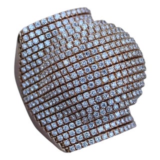 Palmiero Unique White Diamond Brilliant Pave 18 Karat Rose Gold Unique Dome Ring, Size 7.25 For Sale