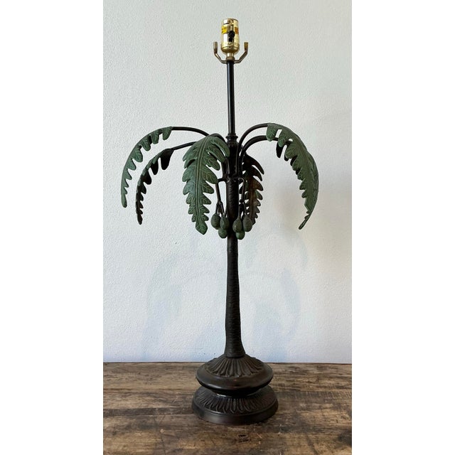 Vintage Bronze Palm Tree Lamp For Sale - Image 10 of 12
