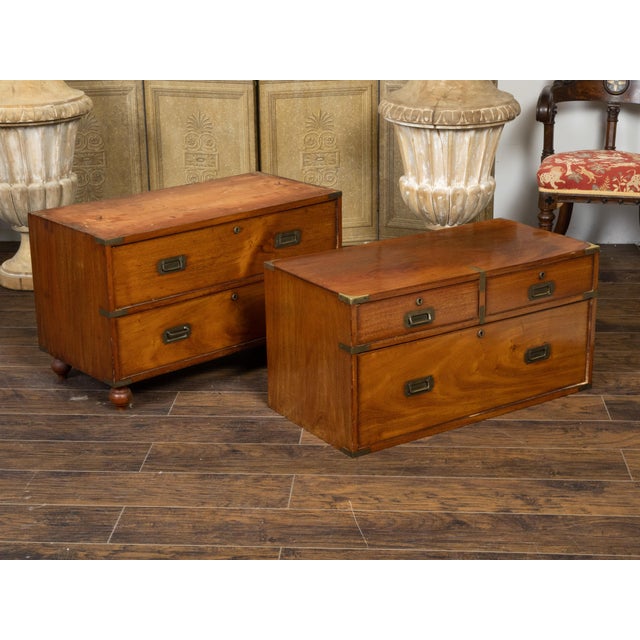 English 19th Century Teak Campaign Chest with Five Drawers and Brass Hardware For Sale - Image 12 of 12