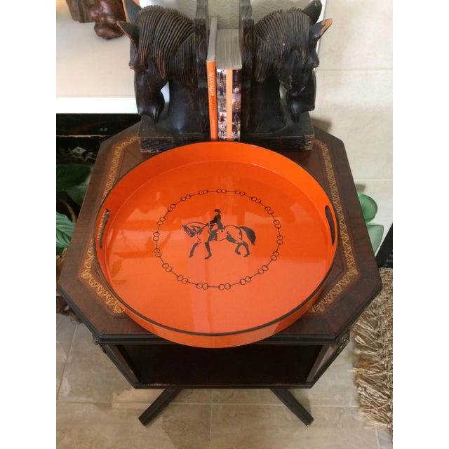 HermesInspired Orange Equestrian Serving Tray Chairish