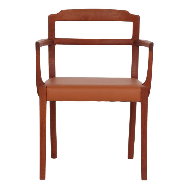 Armchair in Mahogany and Leather by Ole Wanscher for A. J. Iversen, Denmark, 1930s For Sale