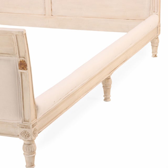 Wood A French Directoire Style Painted and Carved Queen Bed, C. 1950. For Sale - Image 7 of 10