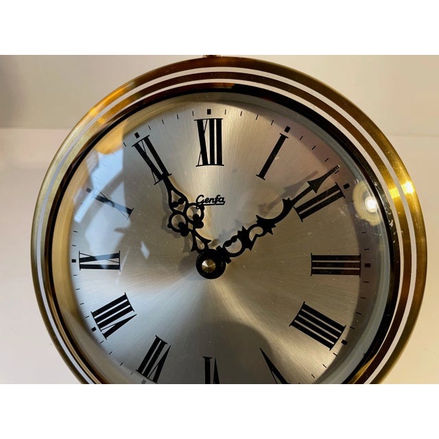 Vintage Genfa Wall Clock in Brass For Sale - Image 3 of 7