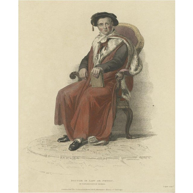 After Uwins, Illustration of a Doctor in Law or Physic, in Congregation Robes, 1814, Hand-Colored Print For Sale