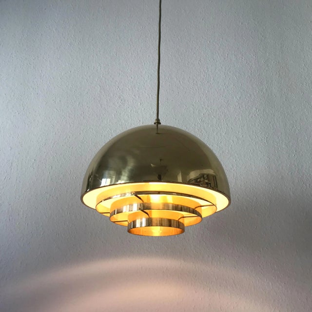 Mid-Century Modern Brass Dome Pendant Lamp from Vereinigte Werkstätten For Sale - Image 6 of 11