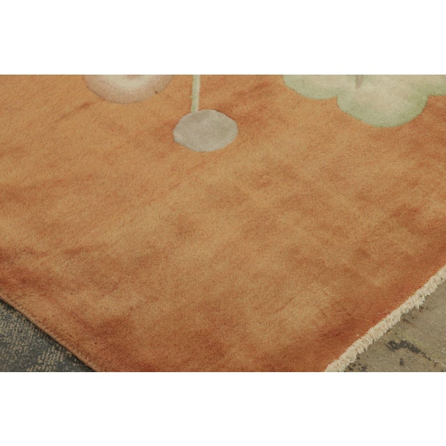 Art Deco Antique Chinese Art Deco Rug in Rust With Bold Floral Design - Rug & Kilim For Sale - Image 3 of 7