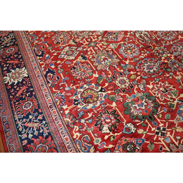 Zabihi Collection Red Large Antique Persian Mahal Rug - 10'8" x 13'5" For Sale - Image 4 of 12