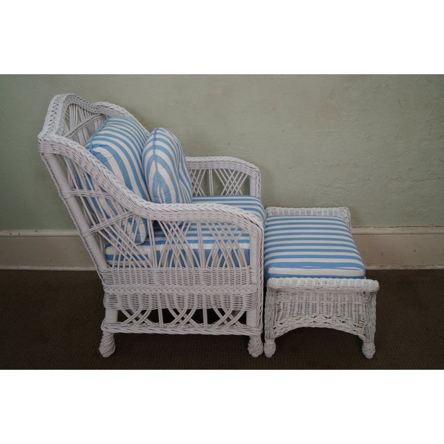 Victorian Style White Wicker Lounge Chair with Ottoman Chairish