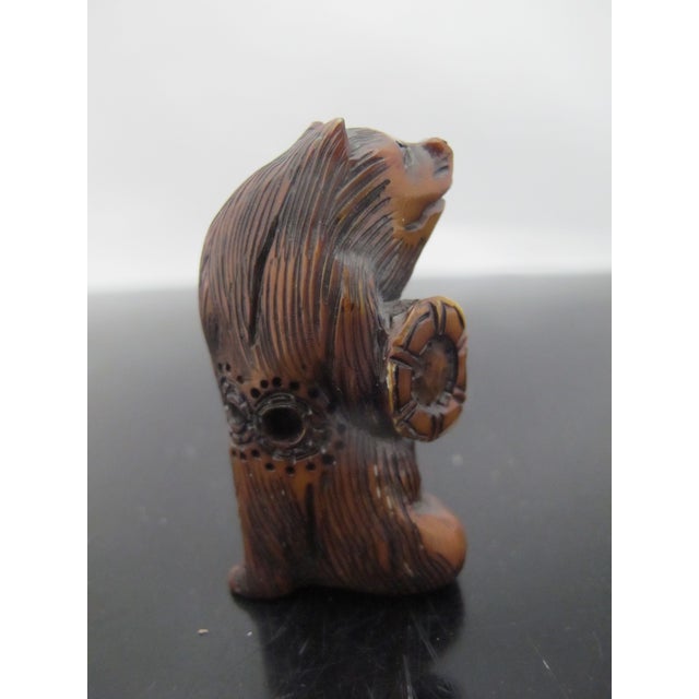 Antique Japanese Carved Wood Badger or Bear With Barrel Netsuke Figurine For Sale In Portland, OR - Image 6 of 8