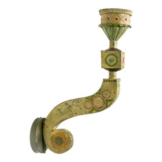 Early 20th Century Large Yellow & Green Tin Circus Sconces For Sale