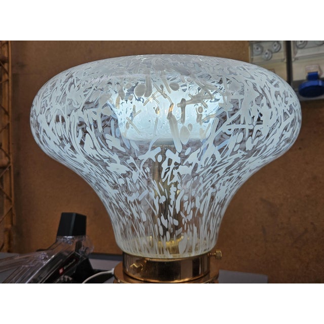 Vintage Table Lamp in Worked Glass and Golden Metal, 1970s For Sale - Image 11 of 18