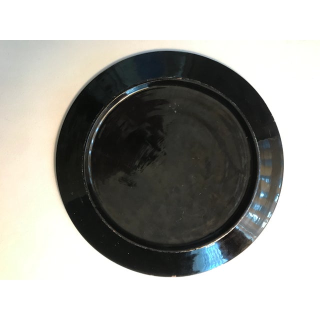 Mid Century Siam Ramayana Legend Decorative Black Lacquer Hand Painted Plate Thailand For Sale - Image 4 of 7