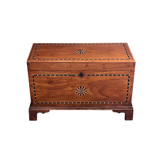 English Dutch Colonial Inlaid Camphorwood Trunk/Chest on Stand For Sale - Image 3 of 13