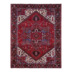 1960 8'9"x10'10" Upsdell Red Soft Wool Semi Antique Nomad Art Worn Down Oriental Rug
