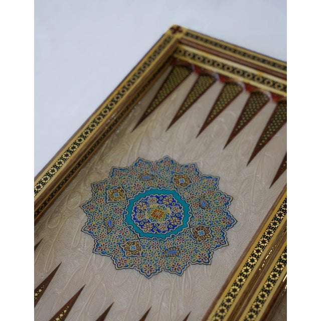 2020s Khatam Marquetry and Tazhib Chess & Backgammon Set, Turquoise, One-of-One For Sale - Image 5 of 9