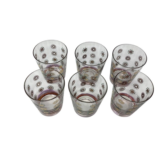 1960s Set of Six Mid Century Atomic Double Old Fashioned Glasses For Sale - Image 5 of 9