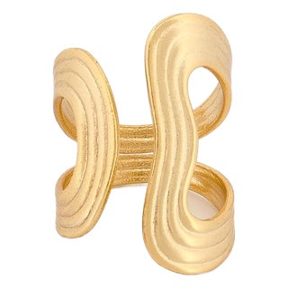 Golden Flow Cuff Adjustable Ring, Size 8 For Sale