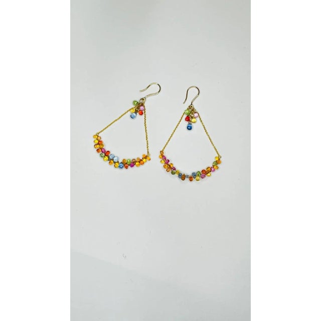 Metal 13.96ct Uncut Multi Sapphire Bead Drop Earrings Gift for Mom- A Pair For Sale - Image 7 of 11