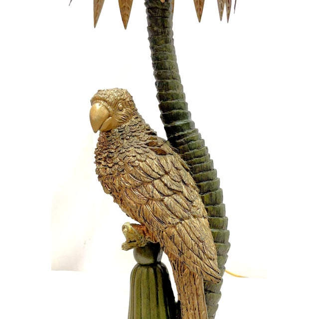 Green 20th Century Palm Beach Chic Parrot and Palm Tree Lamps- A Pair For Sale - Image 8 of 18