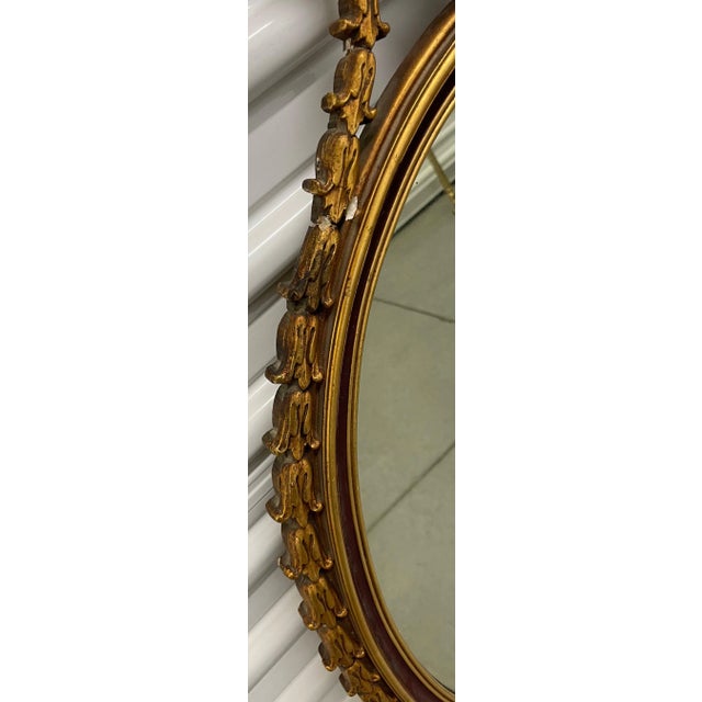 Early 19th Century Antique Oval Mirror English Gilt Gesso Adam Style Victorian c.1890 For Sale - Image 5 of 10